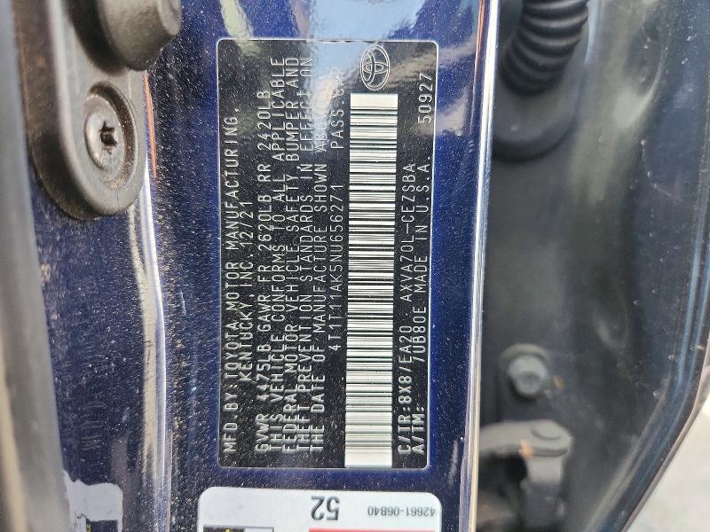 2022 Toyota Camry მანქანა იყიდება აუქციონზე, vin: 4T1T11AK5NU656271, აუქციონის ნომერი: 61930576