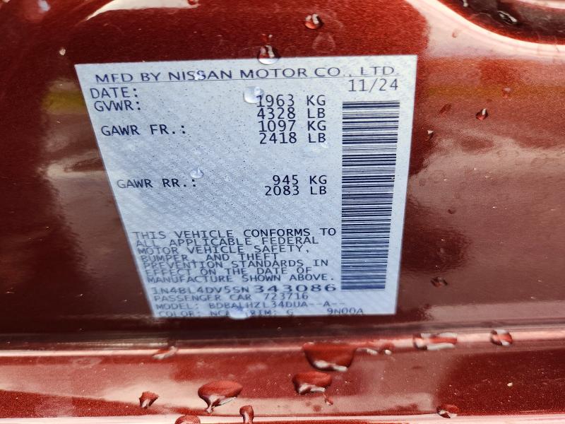 67967696 :رقم المزاد ، 1N4BL4DV5SN343086 vin ، 2025 Nissan Altima مزاد بيع