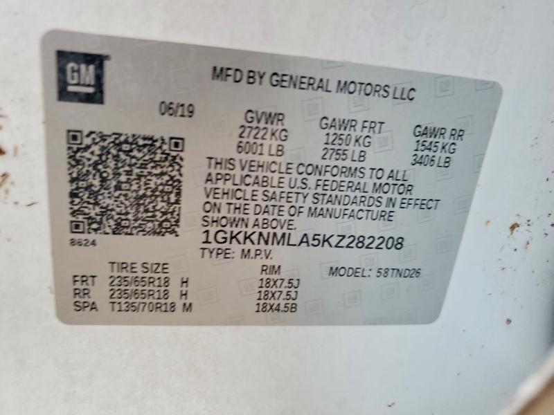 Продажа на аукционе авто 2019 Gmc Acadia, vin: 1GKKNMLA5KZ282208, номер лота: 70327856