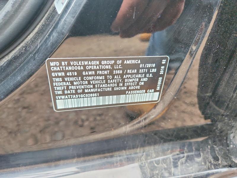 69152036 :رقم المزاد ، 1VWAT7A31GC026951 vin ، 2016 Volkswagen Passat مزاد بيع