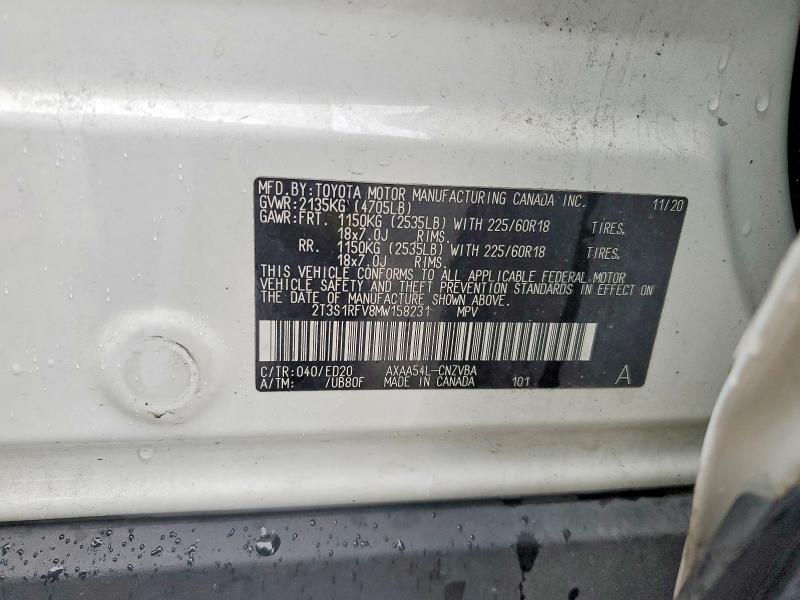 Продаж на аукціоні авто 2021 Toyota Rav4, vin: 2T3S1RFV8MW158231, номер лоту: 70804356