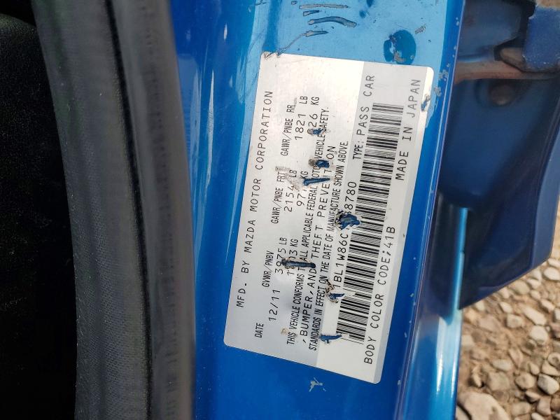 Aukcja sprzedaży 2012 Mazda 3, vin: JM1BL1W86C1588780, numer aukcji: 68597636