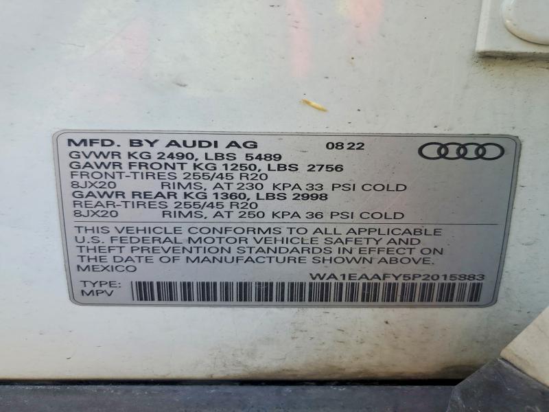 70222936 :رقم المزاد ، WA1EAAFY5P2015883 vin ، 2023 Audi Q5 مزاد بيع
