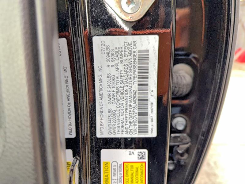 71037026 :رقم المزاد ، 1HGCV2F38LA026342 vin ، 2020 Honda Accord مزاد بيع