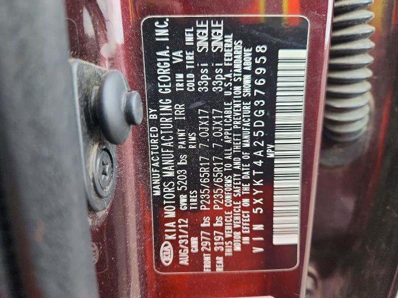 Продажа на аукционе авто 2013 Kia Sorento, vin: 5XYKT4A25DG376958, номер лота: 68254076