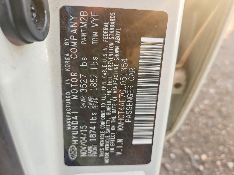 Aukcja sprzedaży 2016 Hyundai Accent, vin: KMHCT4AE7GU051354, numer aukcji: 68191306