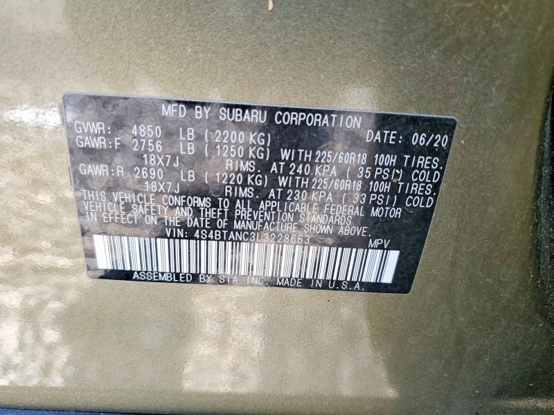 Aukcja sprzedaży 2020 Subaru Outback, vin: 4S4BTANC3L3228663, numer aukcji: 67518336