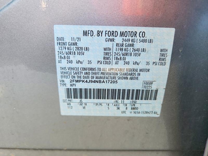 Продаж на аукціоні авто 2022 Ford Edge, vin: 2FMPK4J94NBA17205, номер лоту: 69432426
