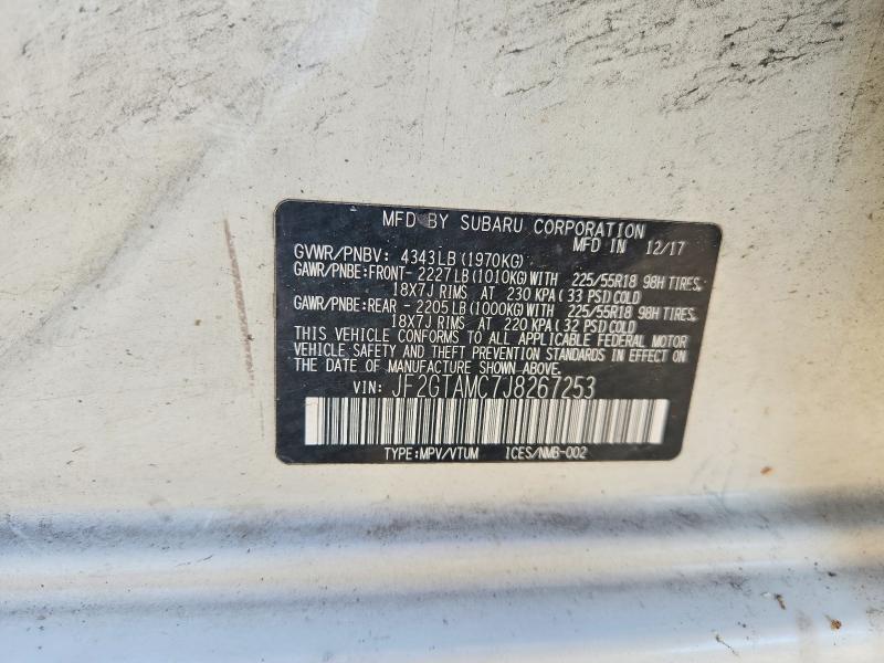 2018 Subaru Crosstrek მანქანა იყიდება აუქციონზე, vin: JF2GTAMC7J8267253, აუქციონის ნომერი: 68349346