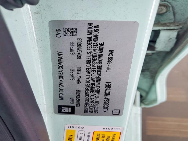 Aukcja sprzedaży 2017 Chevrolet Spark, vin: KL8CB6SA1HC719891, numer aukcji: 70180856