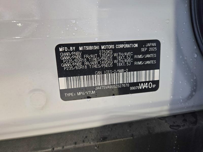 71030976 :رقم المزاد ، JA4T5VA99SZ627670 vin ، 2025 Mitsubishi Outlander مزاد بيع
