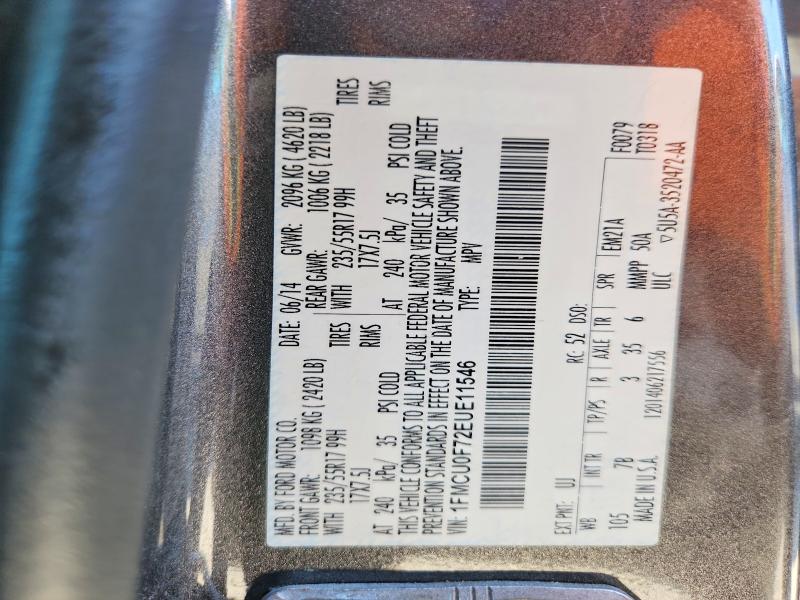 2014 Ford Escape მანქანა იყიდება აუქციონზე, vin: 1FMCU0F72EUE11546, აუქციონის ნომერი: 67641096