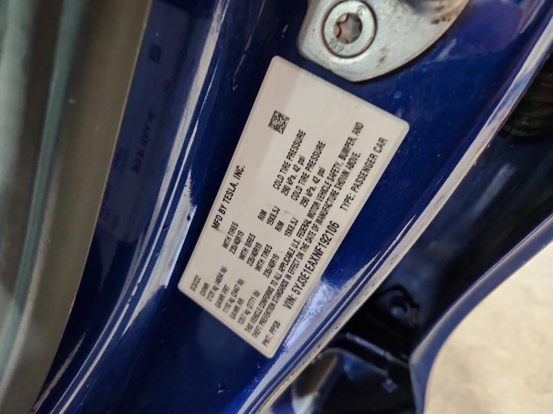 69440326 :رقم المزاد ، 5YJ3E1EAXNF192106 vin ، 2022 Tesla Model 3 مزاد بيع
