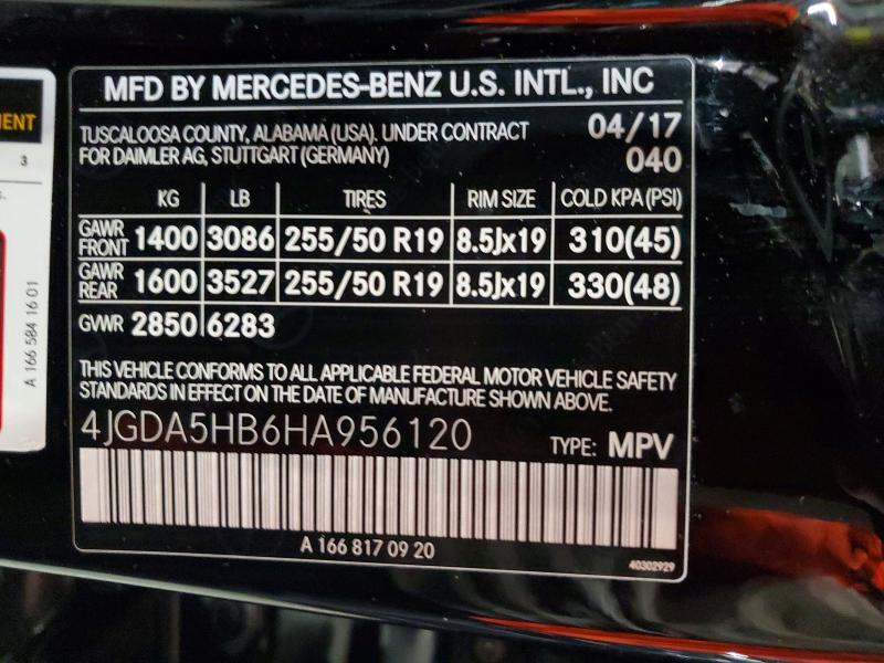68008716 :رقم المزاد ، 4JGDA5HB6HA956120 vin ، 2017 Mercedes-benz Gle مزاد بيع