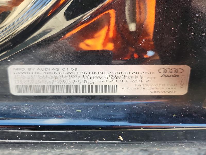 Продажа на аукционе авто 2009 Audi A4, vin: WAUSF78K09N053896, номер лота: 68997256