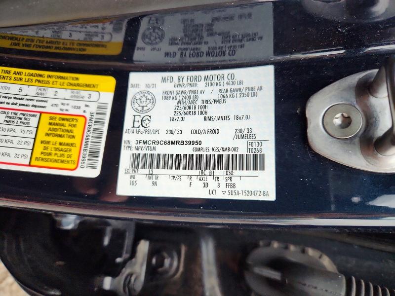 2021 Ford Bronco Sport მანქანა იყიდება აუქციონზე, vin: 3FMCR9C68MRB39950, აუქციონის ნომერი: 67242376