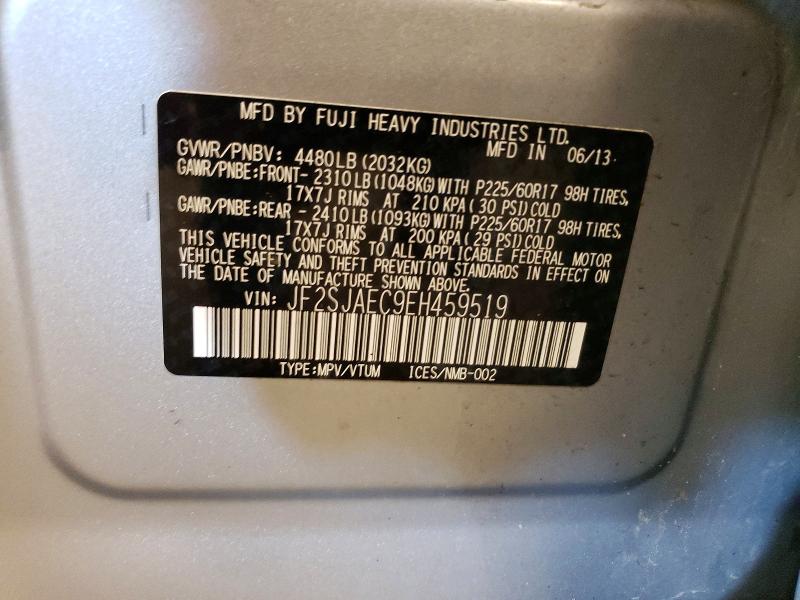 Aukcja sprzedaży 2014 Subaru Forester, vin: JF2SJAEC9EH459519, numer aukcji: 68312976