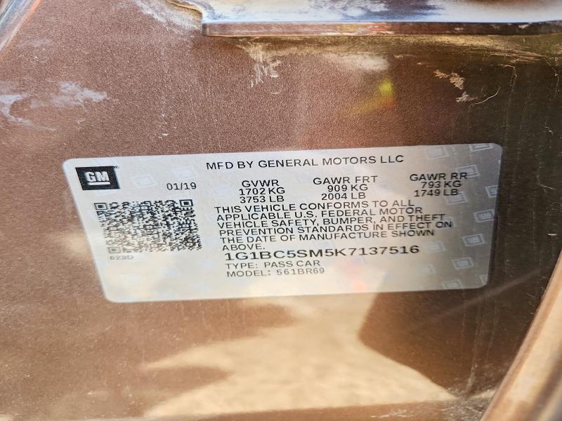 Aukcja sprzedaży 2019 Chevrolet Cruze, vin: 1G1BC5SM5K7137516, numer aukcji: 70319426