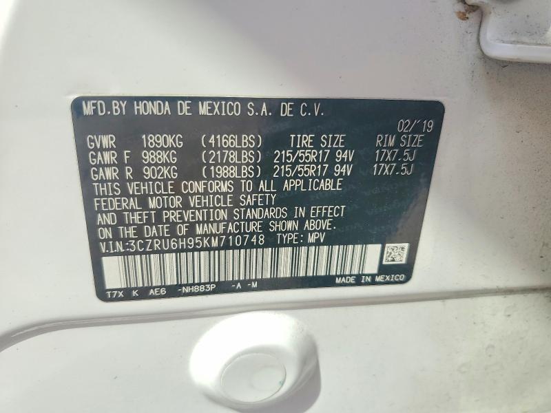 Продажа на аукционе авто 2019 Honda Hr-v, vin: 3CZRU6H95KM710748, номер лота: 68692206