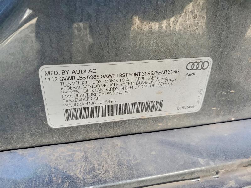 2013 Audi S8 მანქანა იყიდება აუქციონზე, vin: WAUD2AFD3DN015495, აუქციონის ნომერი: 66857636