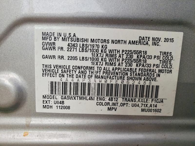 Продажа на аукционе авто 2015 Mitsubishi Outlander Sport, vin: 4A4AP3AW0FE062488, номер лота: 68773666