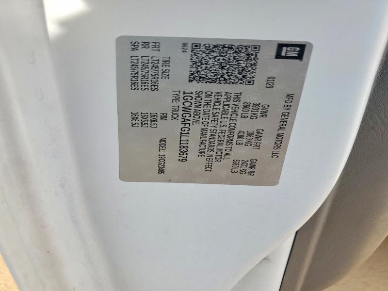 Aukcja sprzedaży 2020 Chevrolet Express G2500, vin: 1GCWGAFG1L1183679, numer aukcji: 70710586