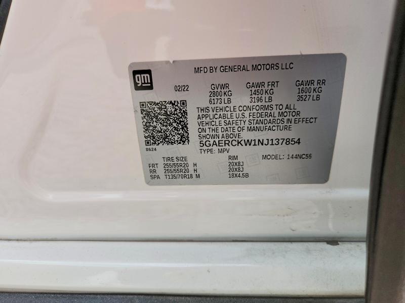 Aukcja sprzedaży 2022 Buick Enclave, vin: 5GAERCKW1NJ137854, numer aukcji: 67477546