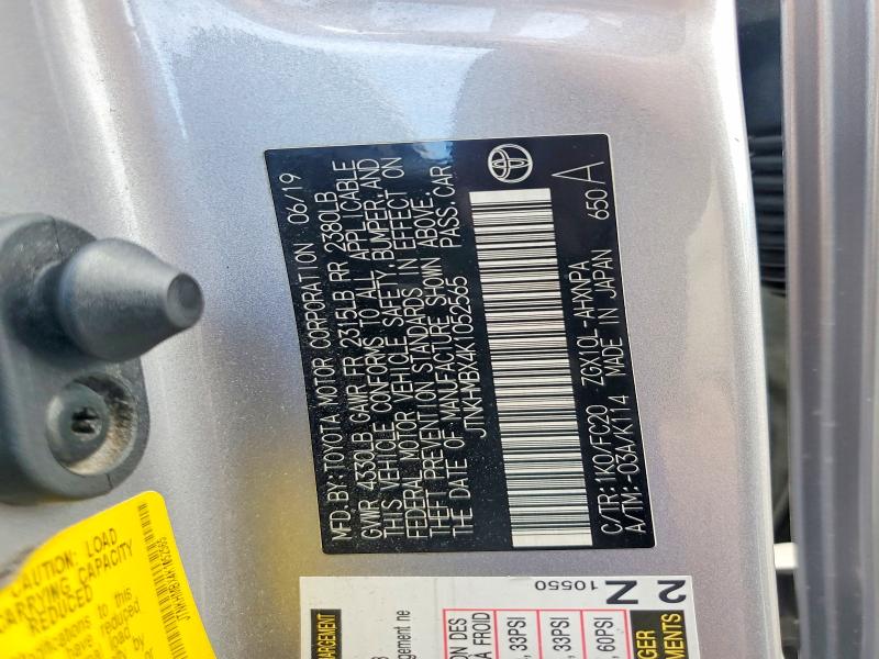 2019 Toyota C-hr მანქანა იყიდება აუქციონზე, vin: JTNKHMBX4K1052565, აუქციონის ნომერი: 67881426