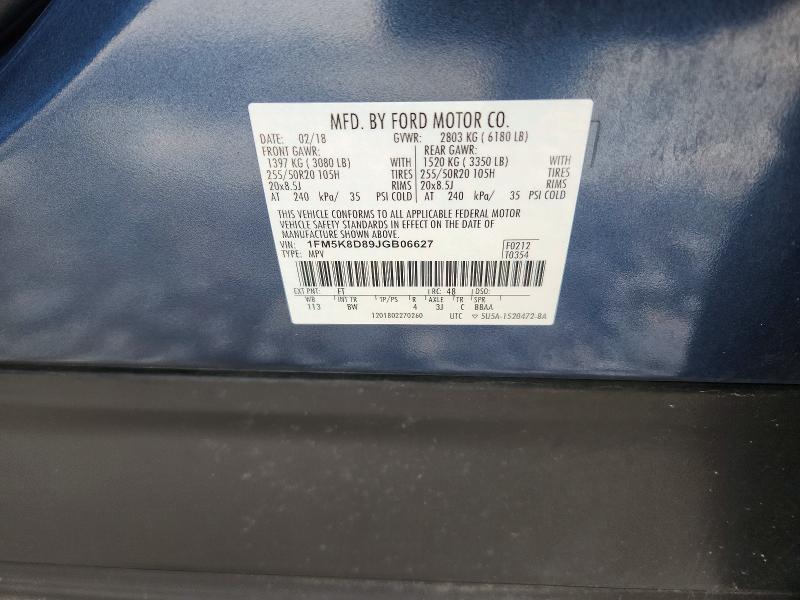 Aukcja sprzedaży 2018 Ford Explorer, vin: 1FM5K8D89JGB06627, numer aukcji: 69777376