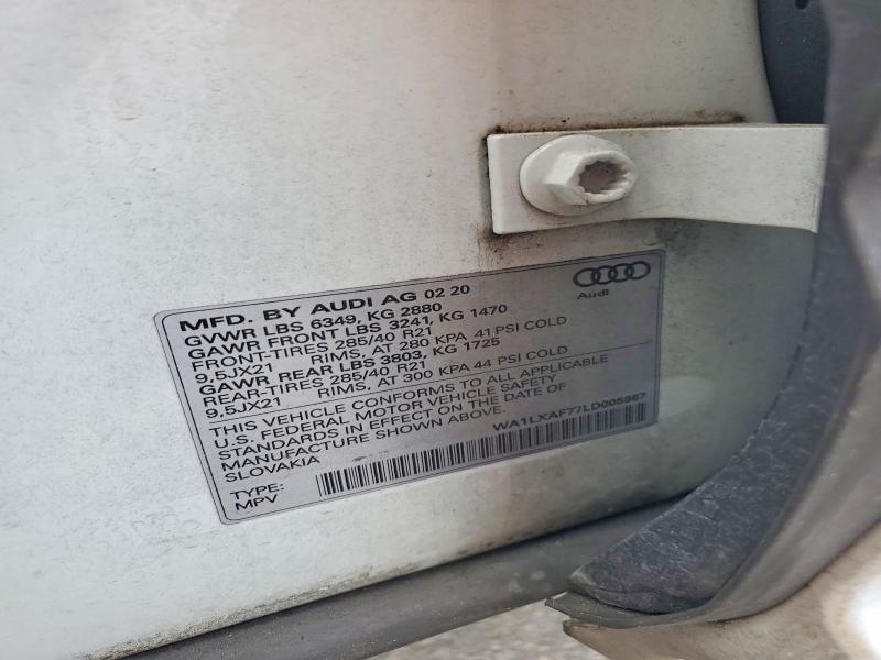 Aukcja sprzedaży 2020 Audi Q7, vin: WA1LXAF77LD005867, numer aukcji: 68139166