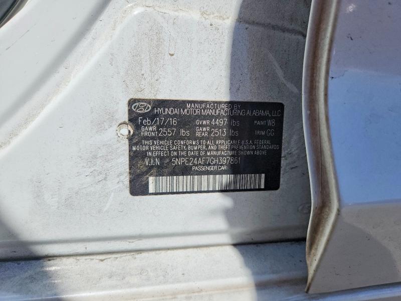 2016 Hyundai Sonata მანქანა იყიდება აუქციონზე, vin: 5NPE24AF7GH397861, აუქციონის ნომერი: 70499086