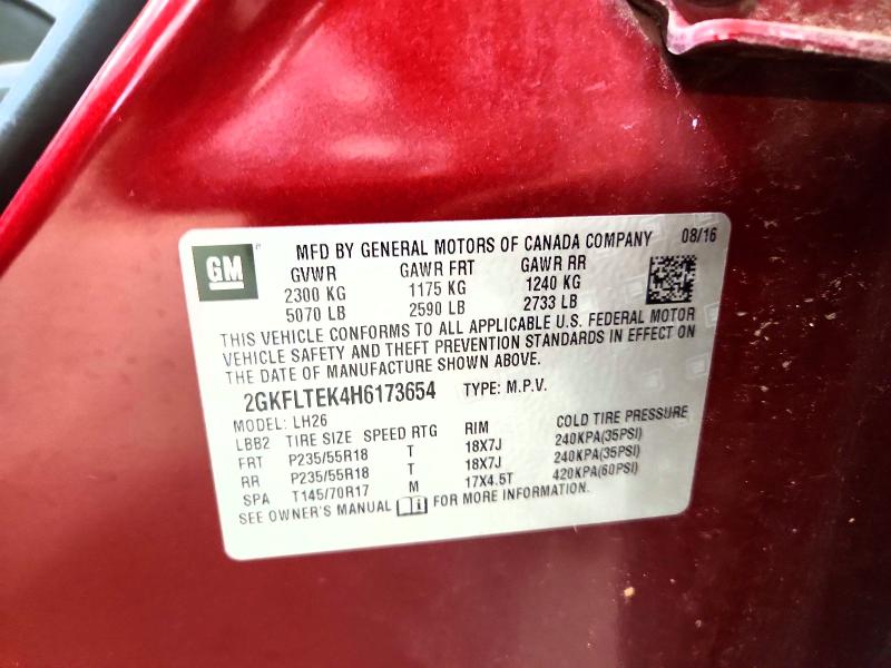 Aukcja sprzedaży 2017 Gmc Terrain, vin: 2GKFLTEK4H6173654, numer aukcji: 69217706
