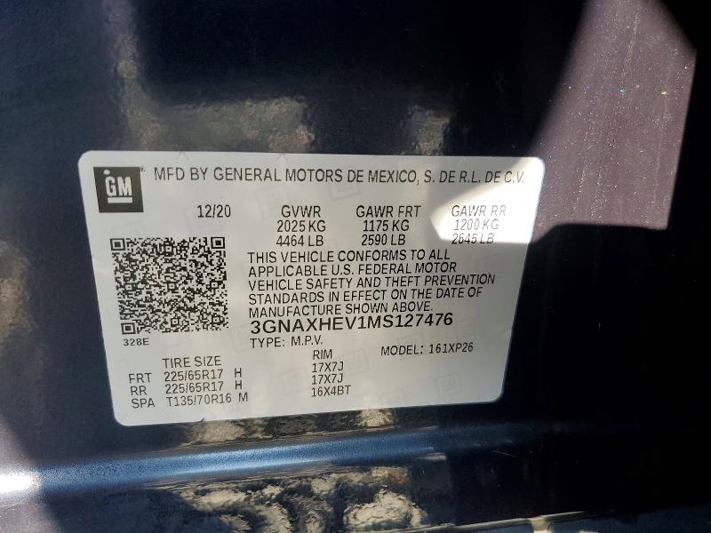 Продажа на аукционе авто 2021 Chevrolet Equinox, vin: 3GNAXHEV1MS127476, номер лота: 70903916