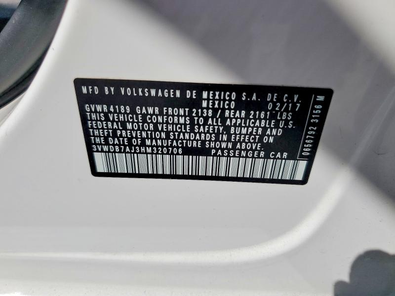Aukcja sprzedaży 2017 Volkswagen Jetta, vin: 3VWDB7AJ3HM320706, numer aukcji: 67693786
