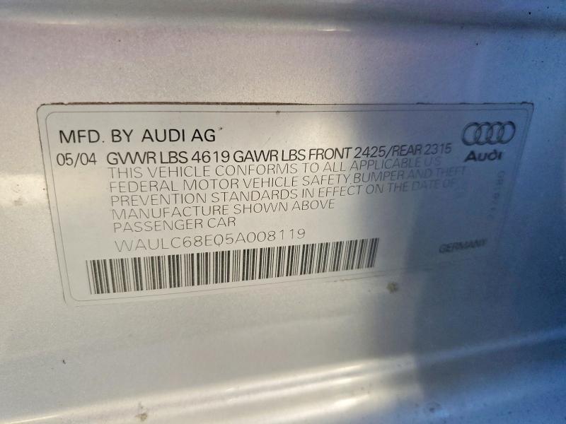 Продаж на аукціоні авто 2005 Audi A4, vin: WAULC68E05A008119, номер лоту: 70586306