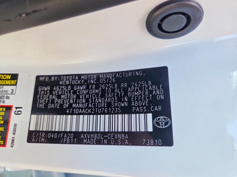 Продаж на аукціоні авто 2026 Toyota Camry, vin: 4T1DAACK2TU761235, номер лоту: 69802646