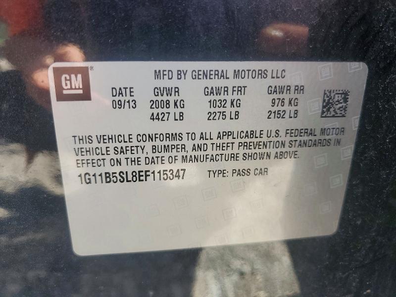 2014 Chevrolet Malibu მანქანა იყიდება აუქციონზე, vin: 1G11B5SL8EF115347, აუქციონის ნომერი: 67381196