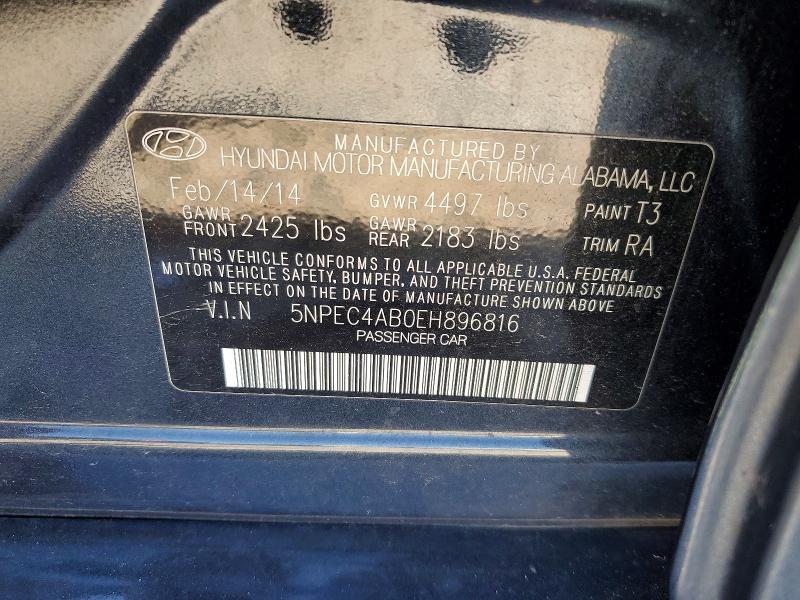 Продажа на аукционе авто 2014 Hyundai Sonata, vin: 5NPEC4AB0EH896816, номер лота: 68823376