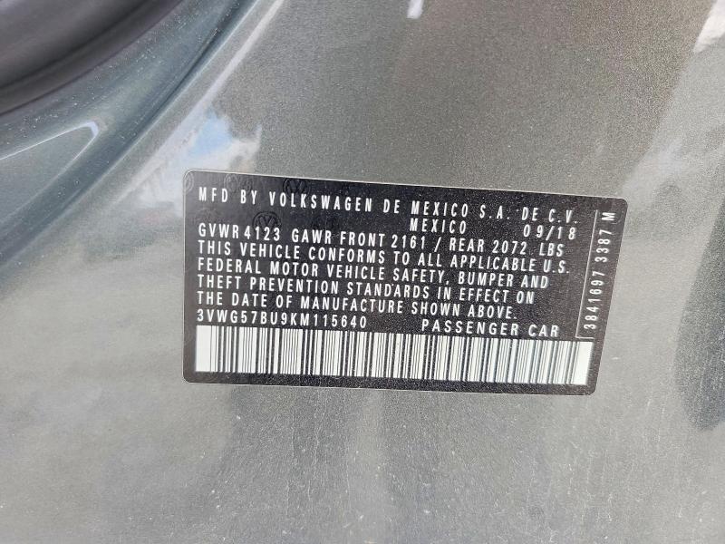 Aukcja sprzedaży 2019 Volkswagen Jetta, vin: 3VWG57BU9KM115640, numer aukcji: 67713666