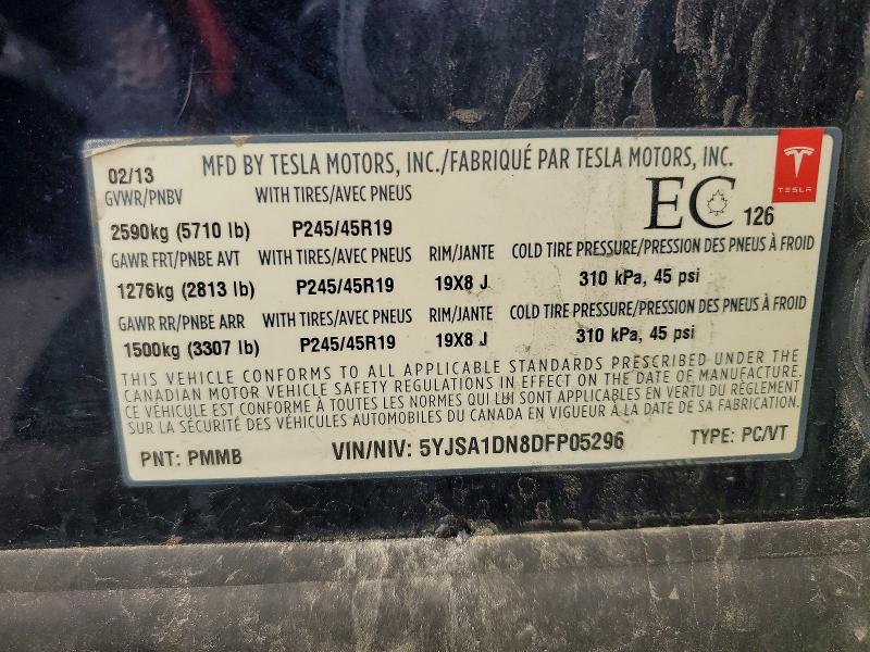 Продаж на аукціоні авто 2013 Tesla Model S, vin: 5YJSA1DN8DFP05296, номер лоту: 69190706