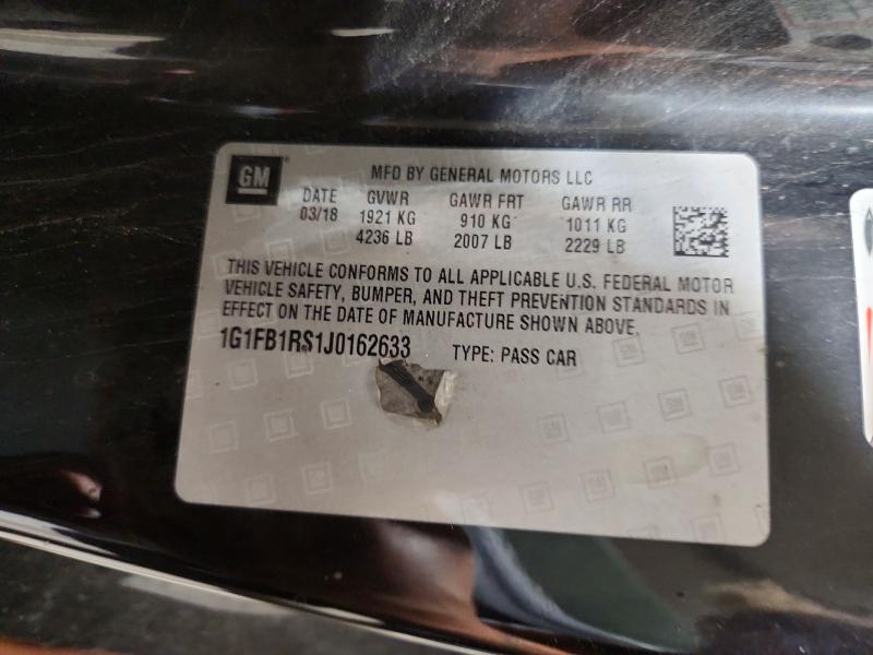68599676 :رقم المزاد ، 1G1FB1RS1J0162633 vin ، 2018 Chevrolet Camaro مزاد بيع