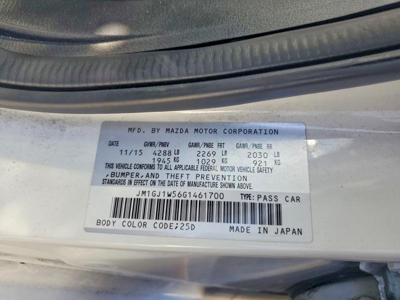 Продаж на аукціоні авто 2016 Mazda 6, vin: JM1GJ1W56G1461700, номер лоту: 68876786