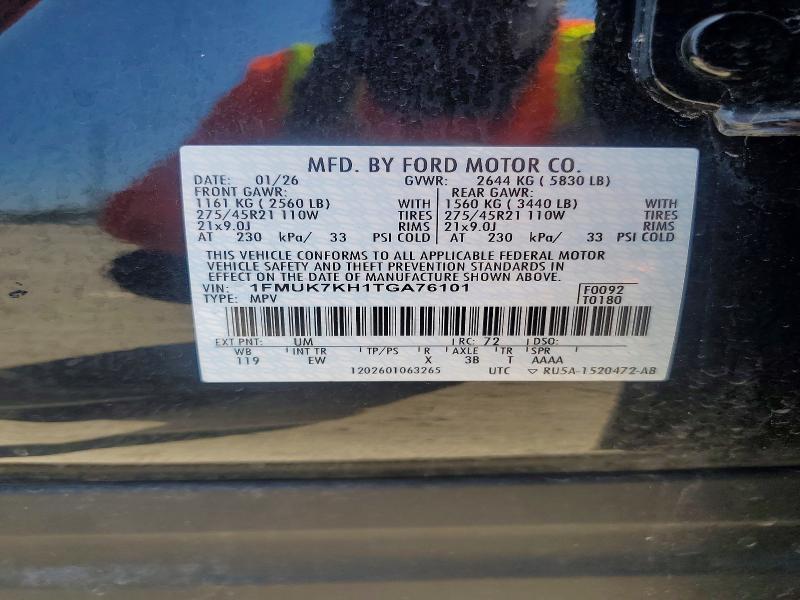 2026 Ford Explorer მანქანა იყიდება აუქციონზე, vin: 1FMUK7KH1TGA76101, აუქციონის ნომერი: 68751276