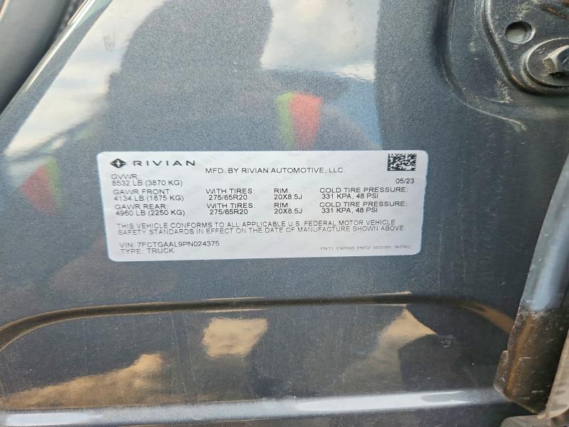 Aukcja sprzedaży 2023 Rivian R1t, vin: 7FCTGAAL9PN024375, numer aukcji: 67829876