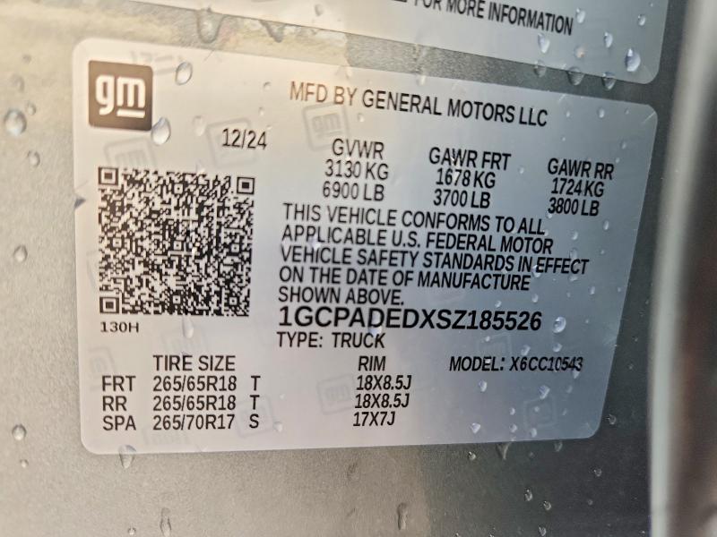 67747566 :رقم المزاد ، 1GCPADEDXSZ185526 vin ، 2025 Chevrolet Silverado مزاد بيع