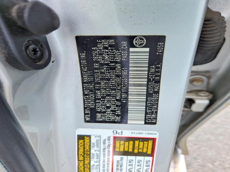 Aukcja sprzedaży 2012 Toyota Camry, vin: 4T1BF1FK7CU511851, numer aukcji: 69016986