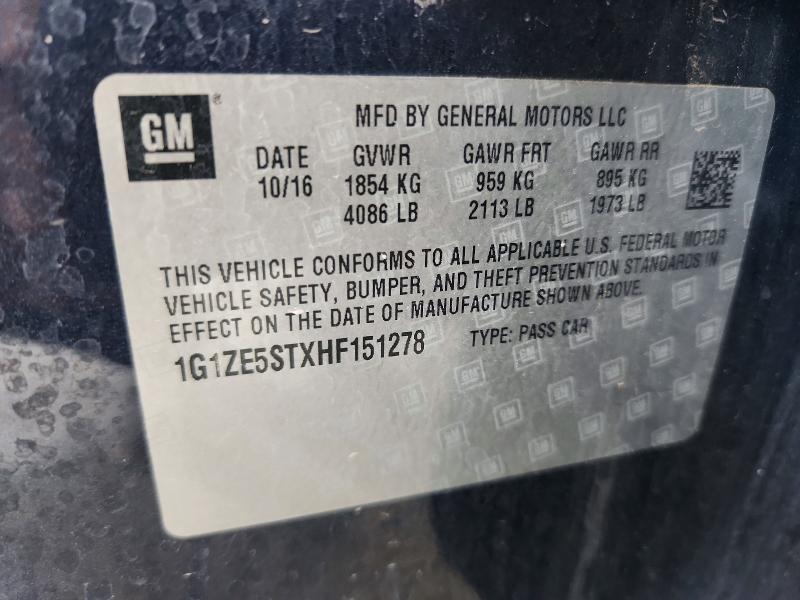67816436 :رقم المزاد ، 1G1ZE5STXHF151278 vin ، 2017 Chevrolet Malibu مزاد بيع