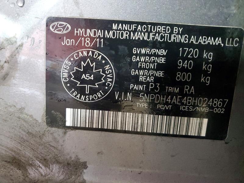 Продаж на аукціоні авто 2011 Hyundai Elantra, vin: 5NPDH4AE4BH024867, номер лоту: 67878126
