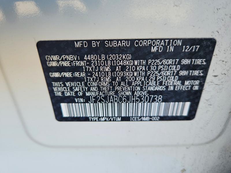 69382966 :رقم المزاد ، JF2SJABC6JH530738 vin ، 2018 Subaru Forester مزاد بيع