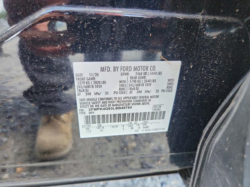 Aukcja sprzedaży 2020 Ford Edge, vin: 2FMPK4G93LBB49764, numer aukcji: 69109286
